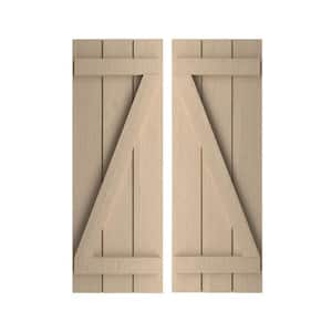 17.5 in. x 60 in. Timberthane Polyurethane 3-Board Spaced Board-n-Batten Rough Cedar Faux Wood Shutters w/Z-Board Pair