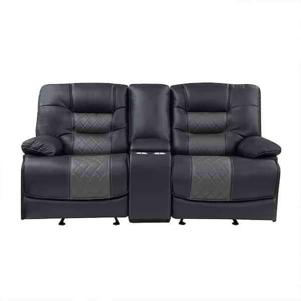 Lazzara Danio 76 in. W 2-tone Gray Faux Leather Double