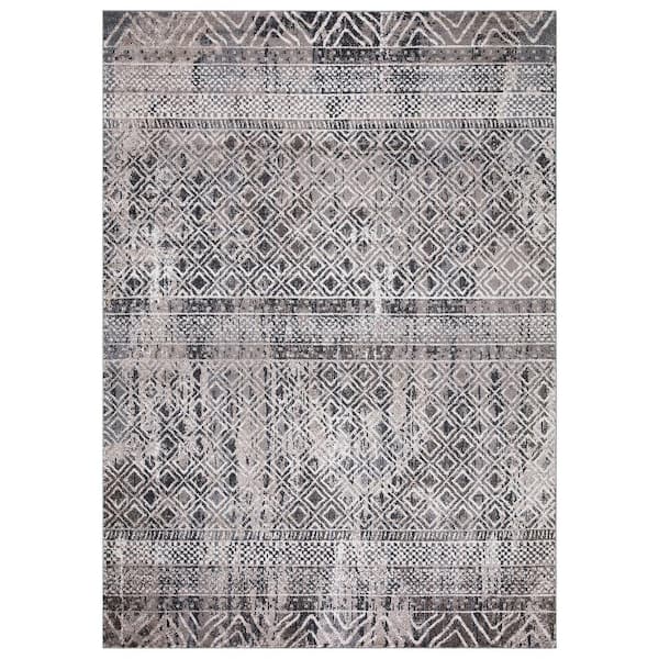 Concord Global Trading Vintage Collection Piazza Gray 5 ft. x 7 ft. Geometric Area Rug