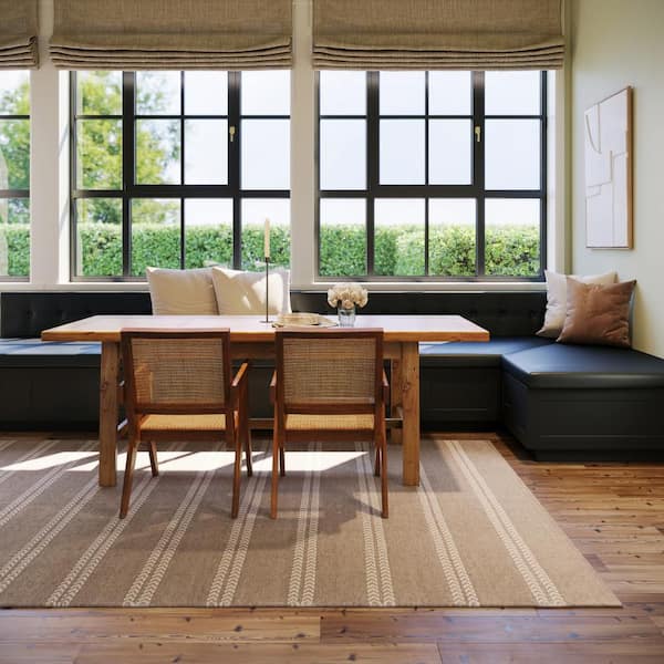 Nate Berkus x Rugs York Striped Wool Cozy Brown 9 ft. x 12 ft. Indoor Area Rug
