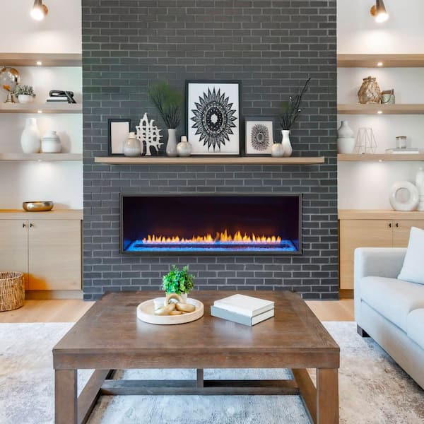 48 in. Black Envision 39,000 BTU Vent Free Linear Natural Gas Fireplace with Remote Control