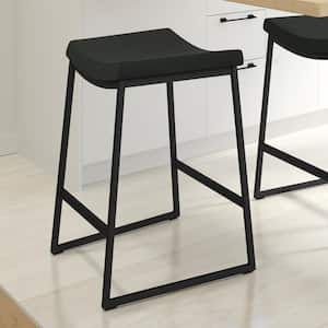 David 30.25 in. Black Polyester/Black Metal Bar Stool