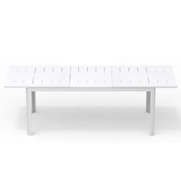 Avex Ivory White Rectangular Aluminum 30 in. H Extendable Outdoor Dining Table