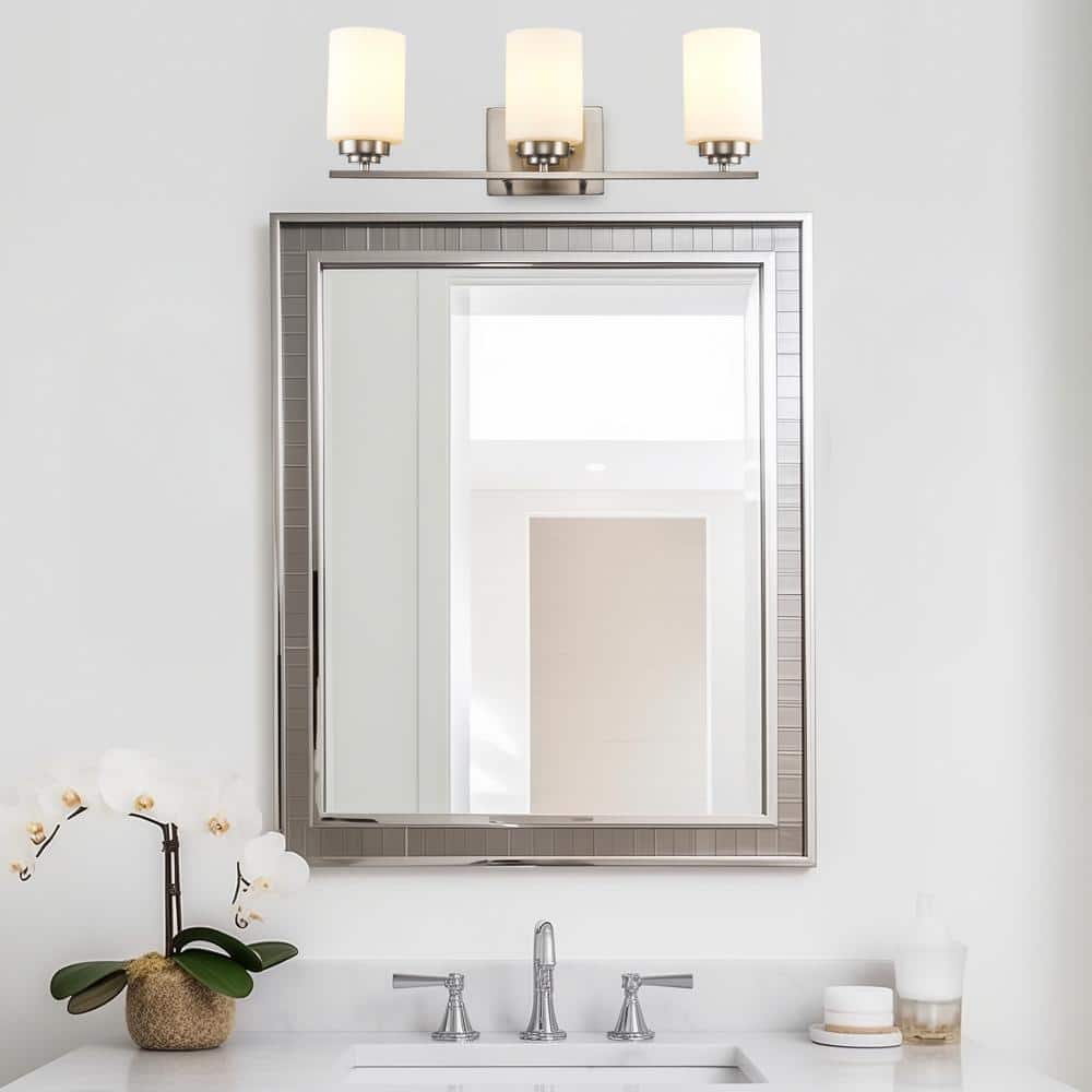 Mod Space Industrial 3-Light Brushed Nickel Bathroom Vanity Light