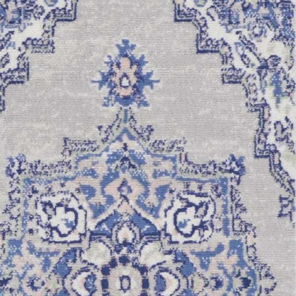 3 ft. x 5 ft. Gray and Blue Medallion Area Rug