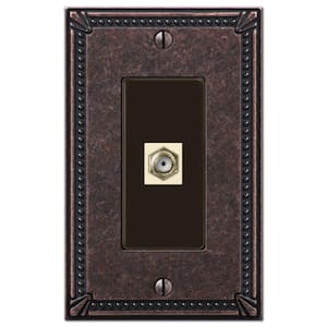 Imperial Bead 1 Gang Coax Metal Wall Plate - Tumbled Aged Bronze