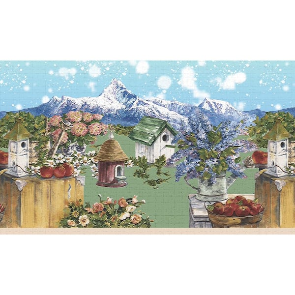 Dundee Deco Falkirk Dandy II Green Blue Bird Houses Nature Peel and Stick Wallpaper  Border DDHDBD9140 - The Home Depot