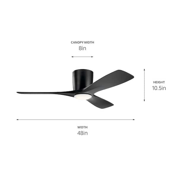 KICHLER Volos 48 in. Indoor Satin Black Low Profile Ceiling Fan 