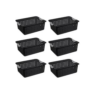 1624 0.5 Gal. Medium Ultra Storage Basket with Contoured Handles, Black (6-Pack)