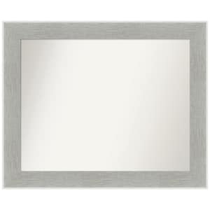Glam Linen Grey 33 in. W x 27 in. H Rectangle Non-Beveled Framed Wall Mirror in Gray