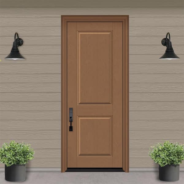 Regency 36 in. x 96 in. 2P Squaretop RHIS Autumn Wheat Stain Fiberglass Prehung Front Door with 4-9/16 Jamb