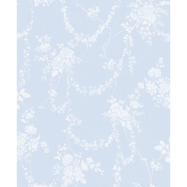 Chandelier Gates Blue Gemstone Floral Drape Wallpaper