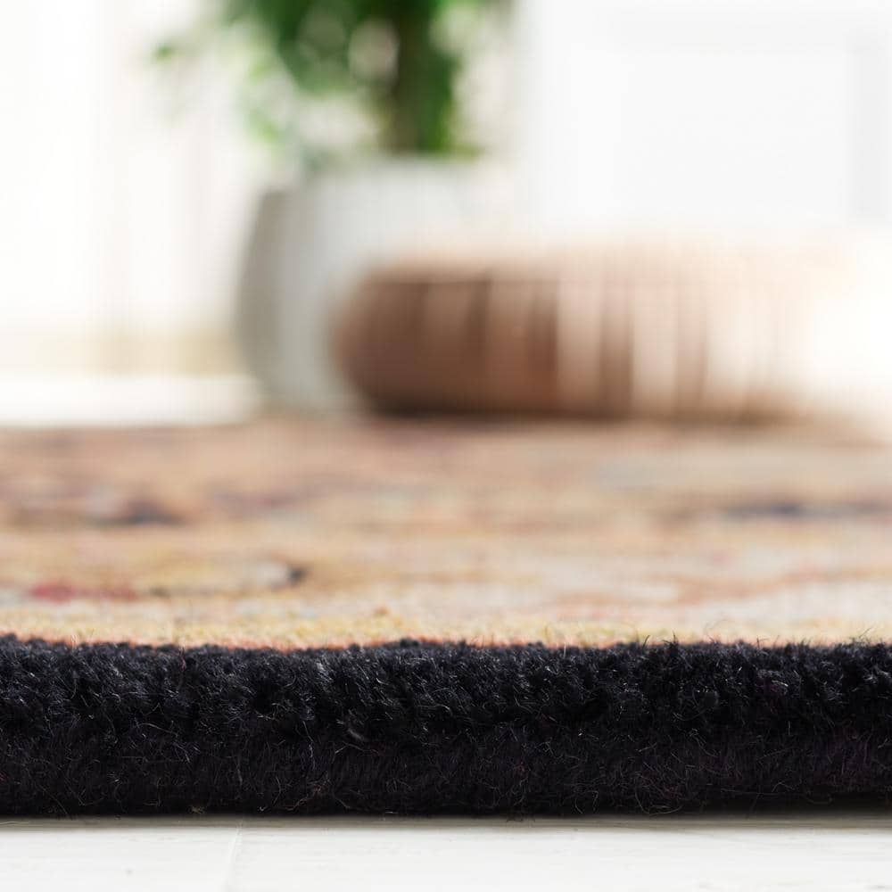 Hand-Tufted Black and Beige Wool Runner Rug, 2'3" x 10'