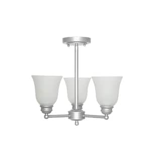 14.50 in. 1-Light Silver Semi Flush Mount with LED Bulb Included