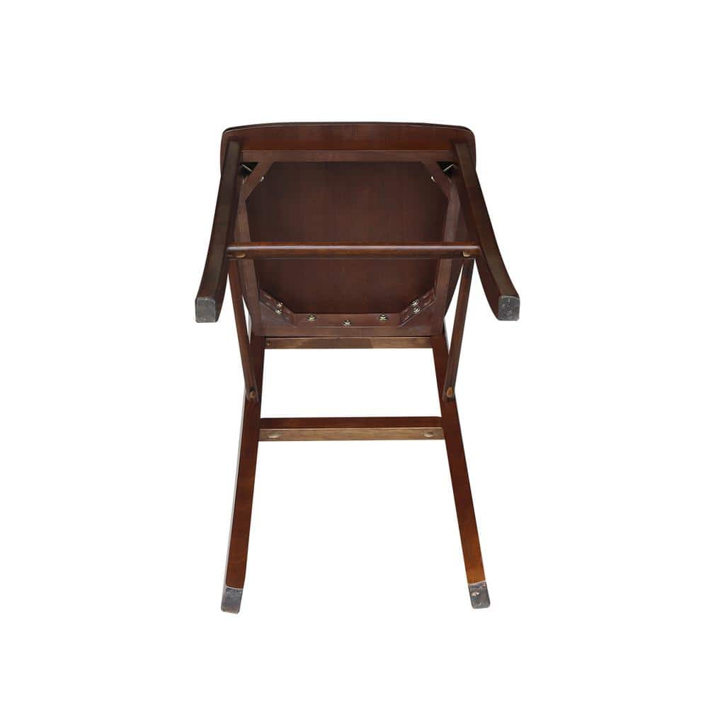 Espresso Wood X-Back Bar Height Stool with 30 inch Seat