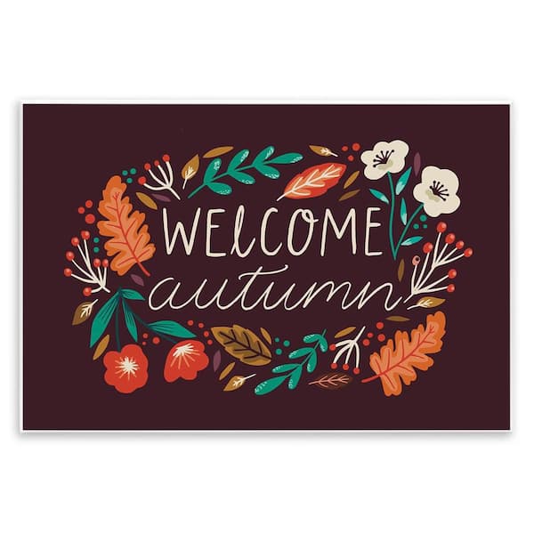 Stupell Industries Welcome Autumn Fall Botanicals by Louise Allen Designs Unframed Graphic Typography Art Print 19 in. x 13 in.