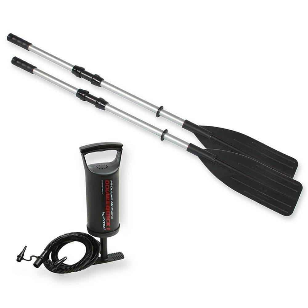 Intex 5-Person Gray Inflatable Fishing Boat Set with Motor