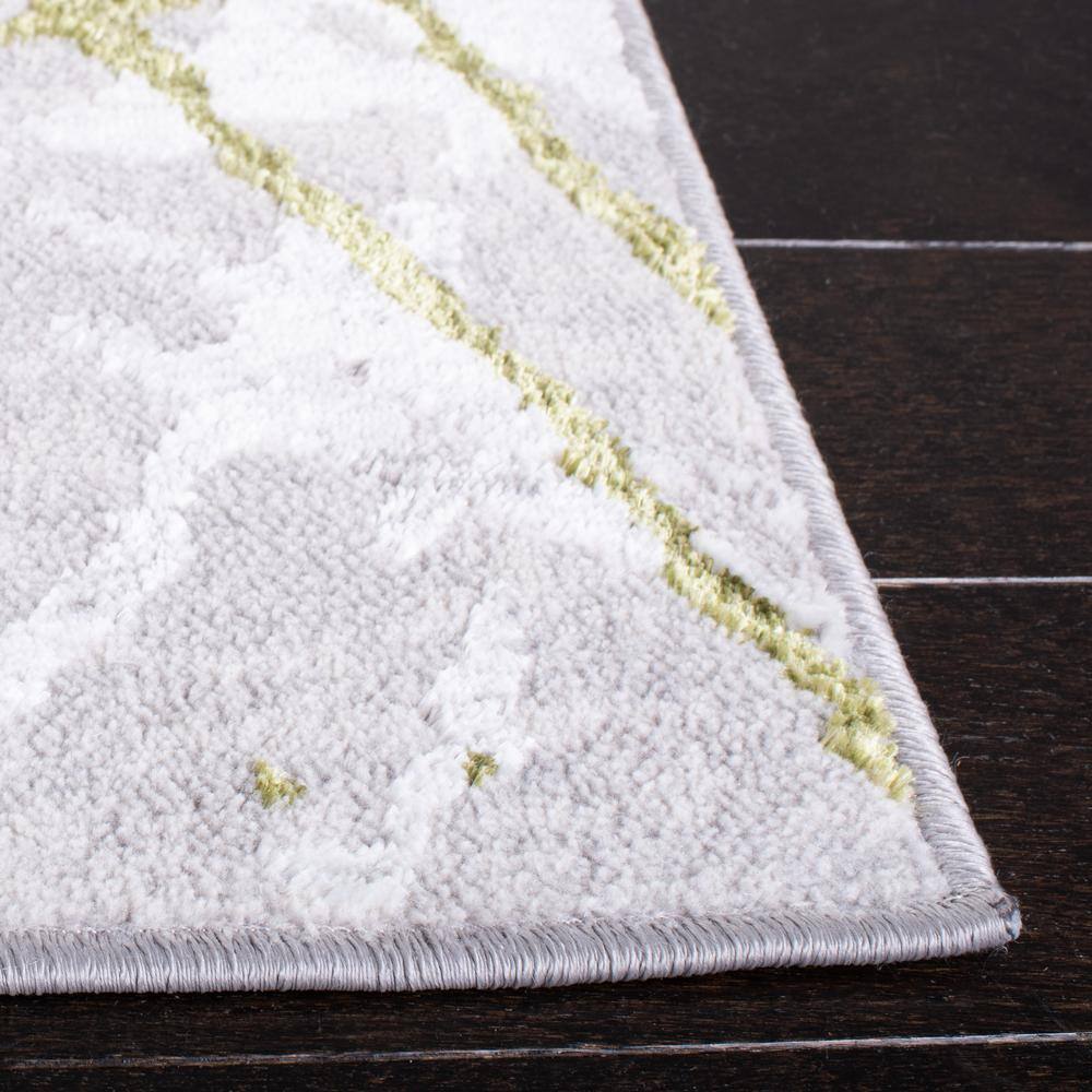 Amelia 9' x 12' Grey and Green Abstract Synthetic Area Rug