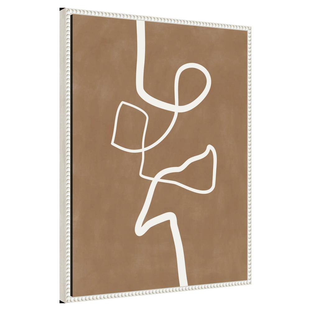 Beaded Framed Abstract Brown and White Canvas Art