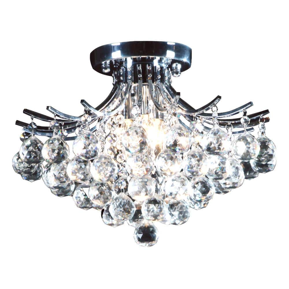 Cara 12 in. 3-Light Chrome Flush Mount