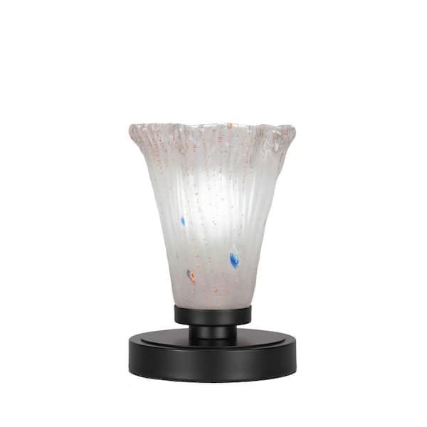 Unbranded Quincy 8 in. Matte Black Accent Lamp with Glass Shade