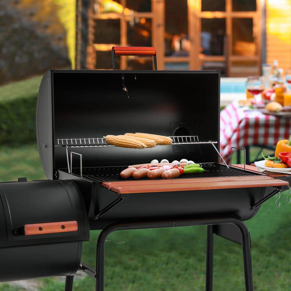 Royal Gourmet 30" Black Barrel Charcoal Grill with Smoker