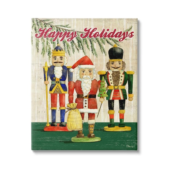 Stupell Industries Happy Holidays Nutcrackers byPaul Brent 1 Piece Unframed Graphic Print People Poster Art Print 20 in. x 16 in.