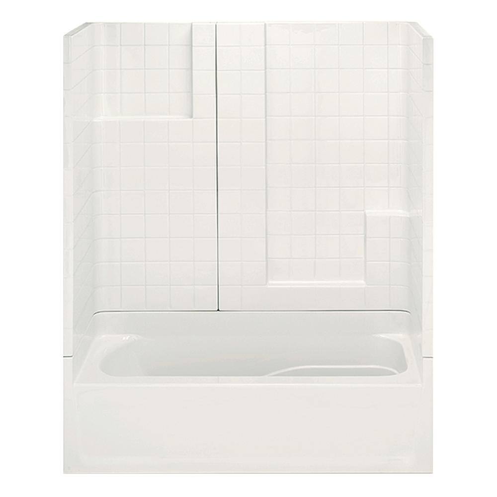 Aquatic Remodeline Smooth Tile 60 in. x 30 in. x 72 in. 3-Piece Bath ...
