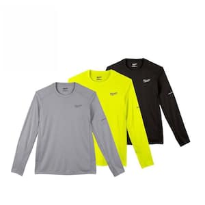 Men's X-Large Gray, High Visibility and Black WORKSKIN Light Weight Performance Long Sleeve T-Shirt (3-Pack)