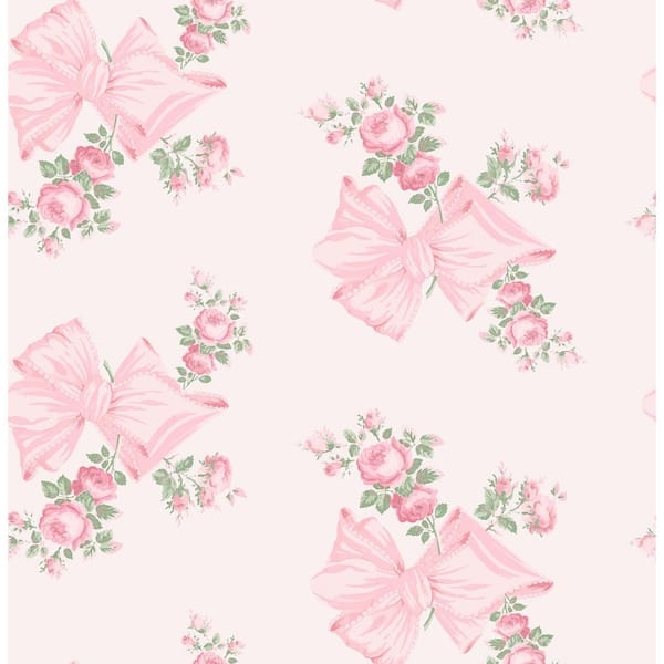 Rosa Beaux Pink Mint Large Bow Spot Wallpaper