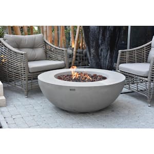 Lunar Bowl 42 in. x 16 in. Round Concrete Natural Gas Fire Bowl Table in Light Gray