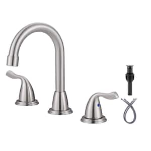 8 in. Widespread Double-Handle Bathroom Faucet 3-Hole in Brushed Nickel