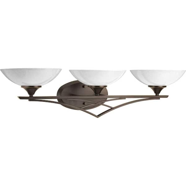 Progress Lighting Prosper Collection 3-Light Antique Bronze Bathroom Vanity Light with Glass Shades