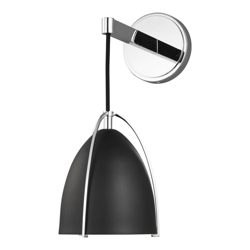 Norman Midnight Black and Chrome 1-Light Outdoor Wall Sconce
