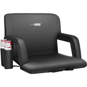 Portable Reclining Stadium Chair with Padded Backrest and Adjustable Armrests, Set of 2