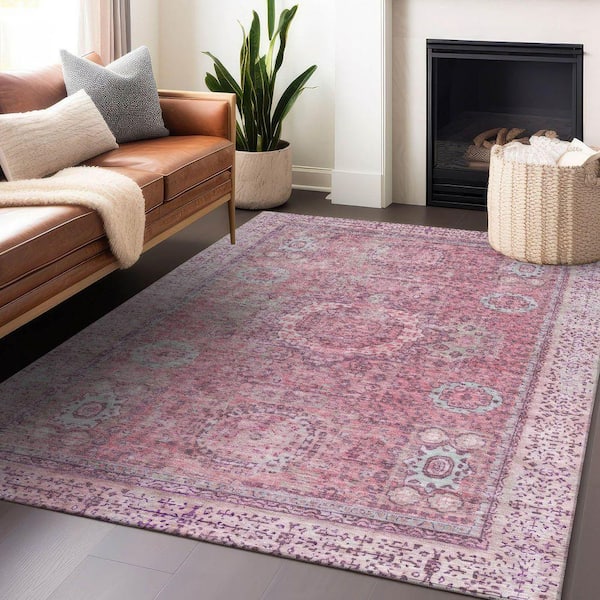 Chantille Machine Washable Indoor/Outdoor Abstract ACN1740 Pink 8 ft. x 10 ft. Area Rug