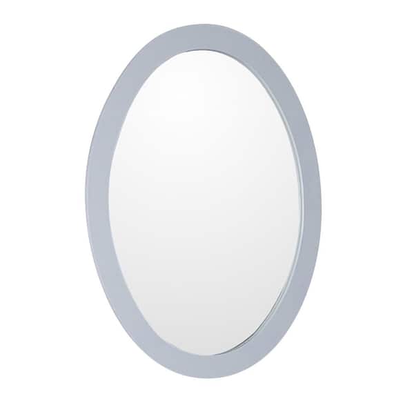 Bellaterra Home Lazio 22 in. W x 28 in. H Framed Oval Bathroom Vanity Mirror in White