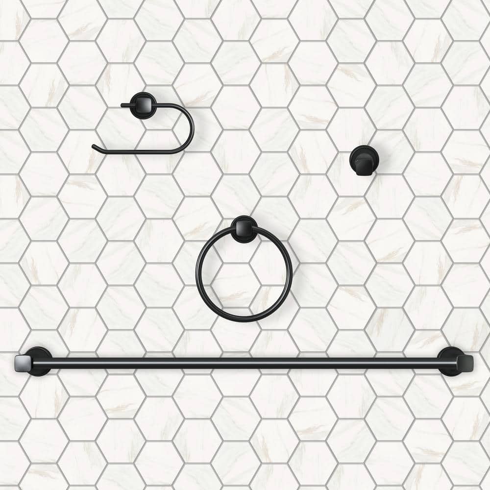 Matte Black Metal Wall Mounted Towel Ring 6.5"