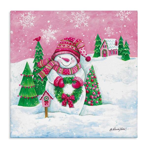 Stupell Industries Scenic Winter Snowman byDiane Kater 1-Piece Unframed Graphic Print Nature Poster Art Print 24 in. x 24 in.
