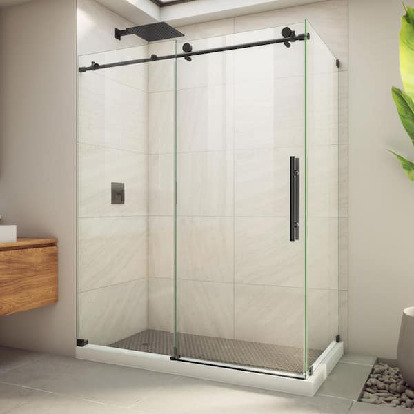 DreamLine Enigma-X 60 3/8 in. W x 76 in. H Sliding Shower Enclosure in Matte Black with Clear Glass
