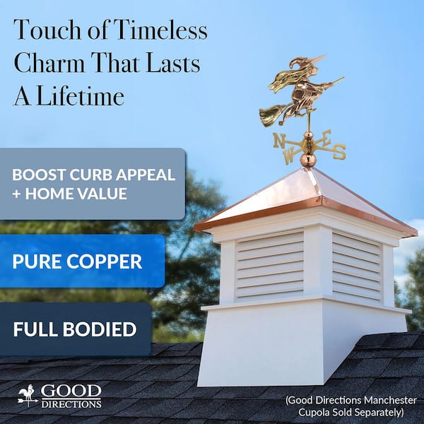 Witch Cottage Weathervane - Pure Copper with Roof Mount