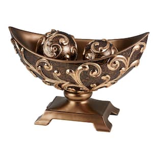 Bronze Odysseus Polyresin Decorative Bowl With Spheres