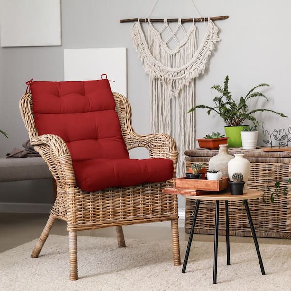 EAGLE PEAK 46 in. L x 22 in. W x 4 in. H Outdoor/Indoor High Back Patio Chair Cushion, Set of 2, Red