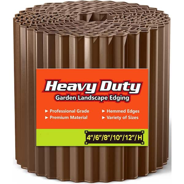 Corrugated Metal Garden Edging 6 in. x 40 ft. Landscape Border for Lawn, Flower Bed, Garden Fence, Paver Edging (Coffee)