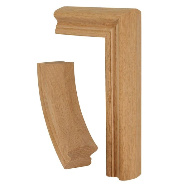 EVERMARK Stair Parts 7599 Unfinished Red Oak Straight 2-Rise Gooseneck No Cap Handrail Fitting
