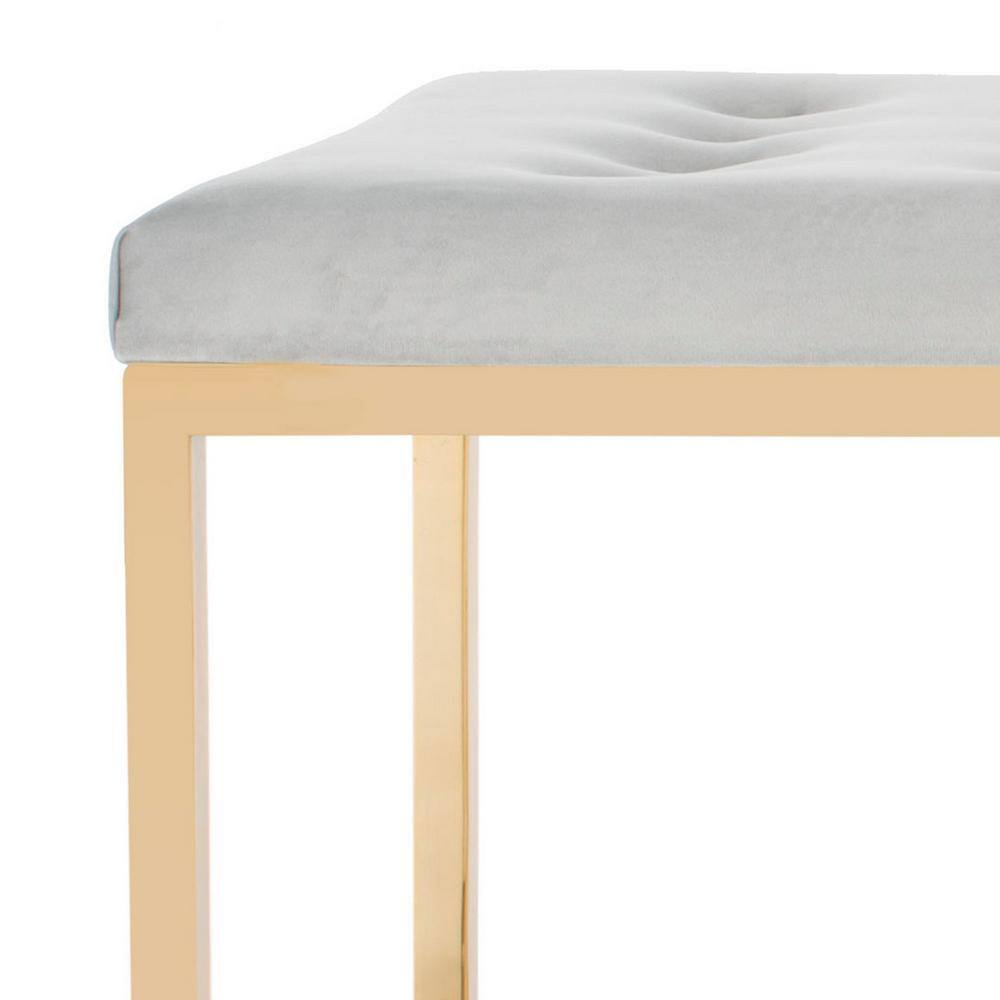 Reynolds Transitional 48" Grey Velvet Storage Bench with Brass Legs