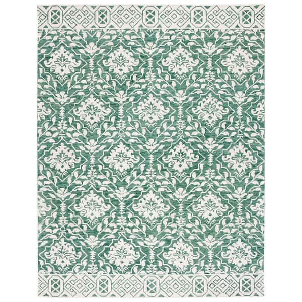 Dip Dye 9 ft. x 12 ft. Dark Green/Ivory Oriental Area Rug