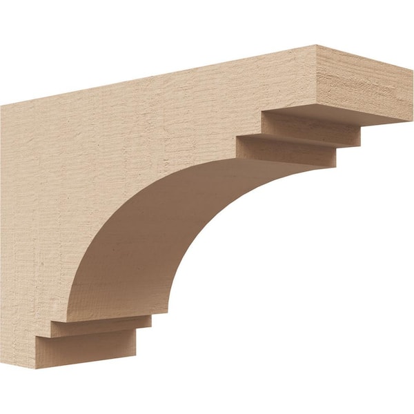 Ekena Millwork 2 in. x 4 in. x 6 in. Series 3 Classic Pescadero Rough Cedar Woodgrain Timberthane Polyurethane Corbel, Primed Tan