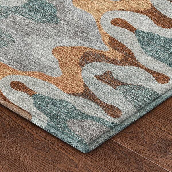 Mayfield Premium Machine Washable Abstract AMF2481 Silver 2 ft. x 7 ft. Runner Rug