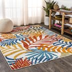 JONATHAN Y Tropics Palm Leaves Cream/Orange 8 ft. x 10 ft. Floral ...